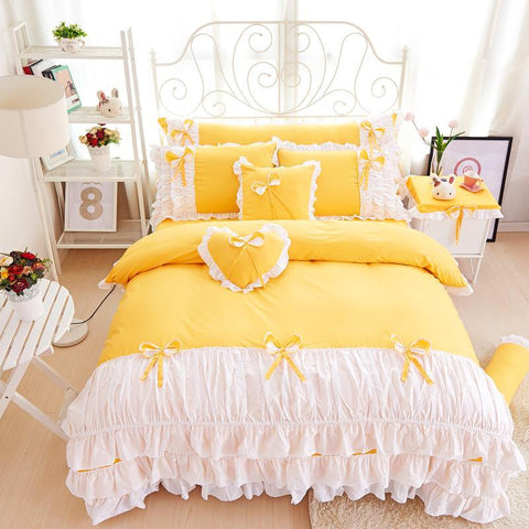 Light Yellow & White Bridal Set with filling - The Linen House
