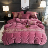 Luxury Charm Pink New Embroidered Velvet Duvet Set - The Linen House