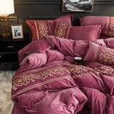 Luxury Charm Pink New Embroidered Velvet Duvet Set - The Linen House
