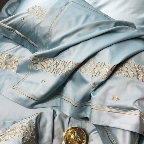 Luxury Light Mineral Cotton Silky Soft New Embroidered Set - The Linen House