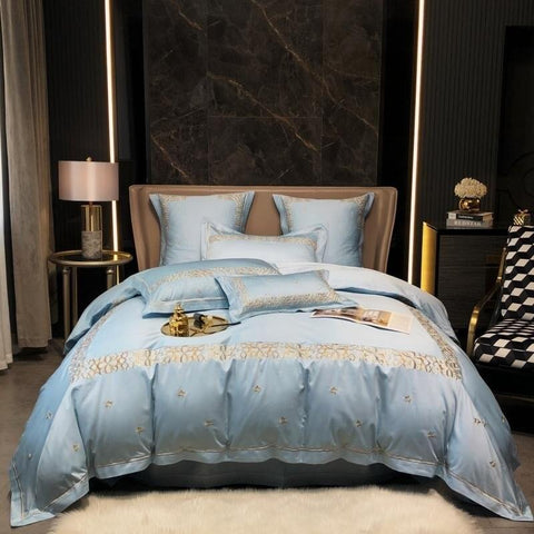 Luxury Light Mineral Cotton Silky Soft New Embroidered Set - The Linen House