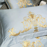 Luxury Light Mineral New Embroidered Duvet Set - The Linen House