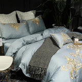 Luxury Light Mineral New Embroidered Duvet Set - The Linen House