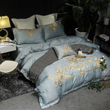 Luxury Light Mineral New Embroidered Duvet Set - The Linen House
