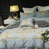 Luxury Light Mineral New Embroidered Duvet Set - The Linen House