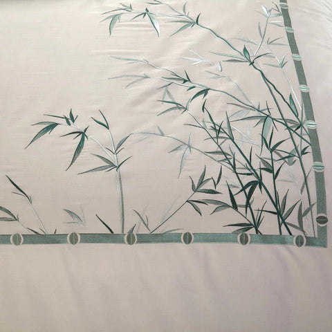Luxury New Embroidered Green Bamboo Duvet Cover - The Linen House