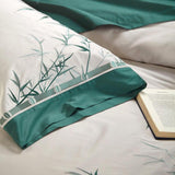 Luxury New Embroidered Green Bamboo Duvet Cover - The Linen House