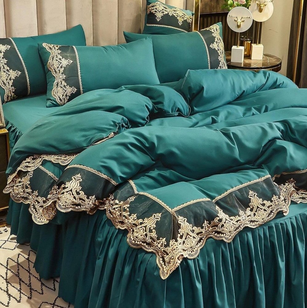 Luxury New Tale Duvet Set With Vintage Lace - The Linen House