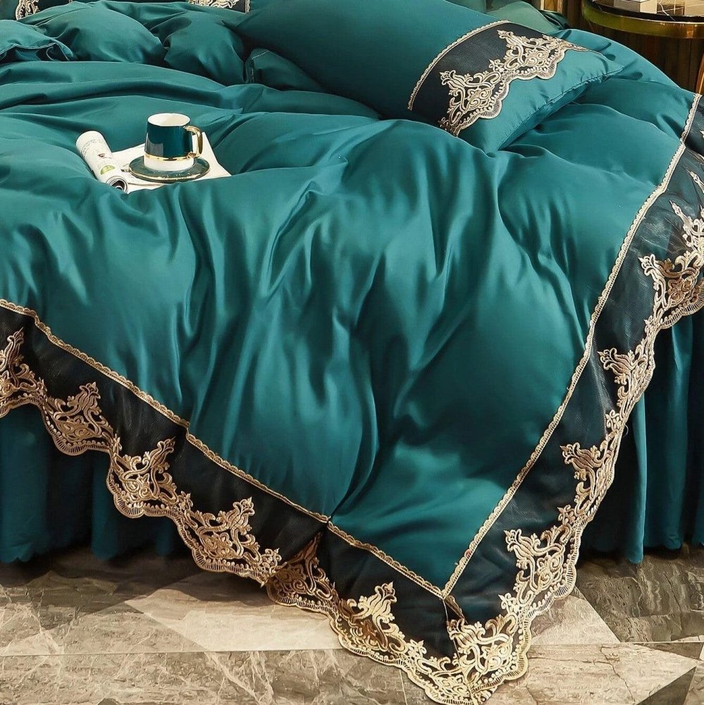 Luxury New Tale Duvet Set With Vintage Lace - The Linen House