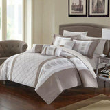 Luxury Pleated Duvet Set with Printed Patch - The Linen House