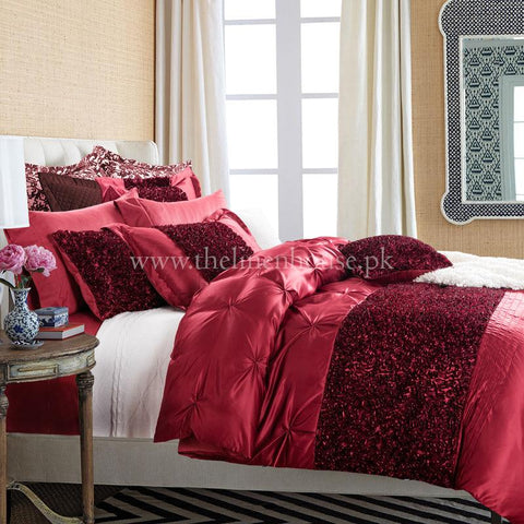 Luxury Red Bridal Bedding Duvet Set with filling - The Linen House