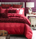 Luxury Red Bridal Bedding Duvet Set with filling - The Linen House