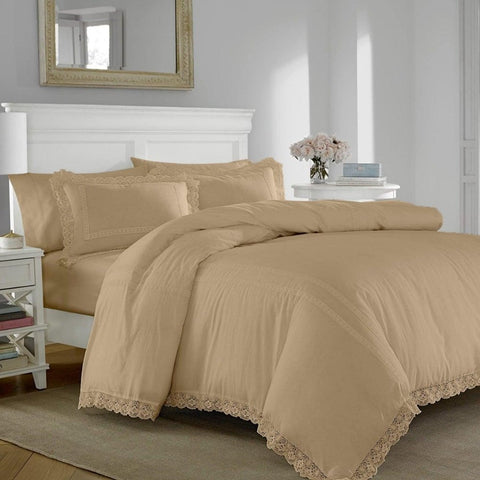Luxury Soft Duvet Set With Lace - The Linen House
