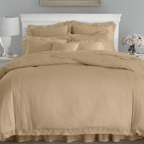 Luxury Soft Duvet Set With Lace - The Linen House