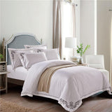 Luxury white Embroidery Duvet Set - The Linen House