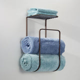Metal Wall Mount Towel Rack Organizer with Storage Shelf - The Linen House