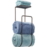 Metal Wall Mount Towel Rack Organizer with Storage Shelf - The Linen House