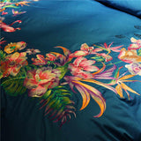 Mix Floral New Luxury Deep Blue Embroidered Bedding set - The Linen House