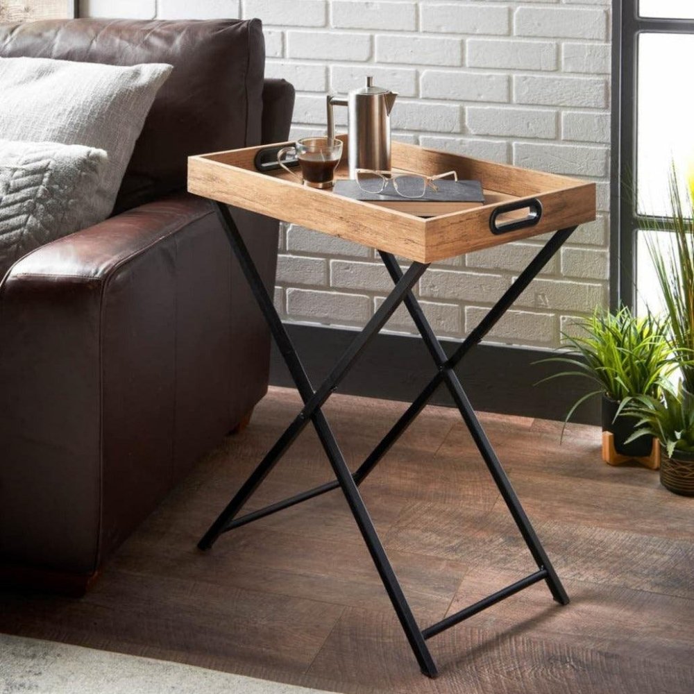 Try Table Multi-functional Living Room Black Iron Foldable Tray Table – The Linen ...