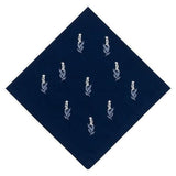 Navy Napkin & Mat with Off White and Blue Atena Small Flowers embroidery - The Linen House