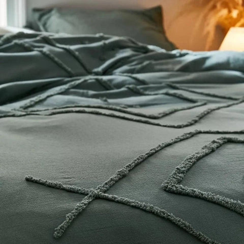 New Eliaf Tufted Cotton Duvet Cover Set - The Linen House