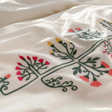 New Flowered Geometric Embroidered Duvet Set - The Linen House