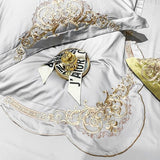 New Gleaming Embroidery with Grey Sateen Duvet Set - The Linen House