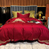 New Gleaming Embroidery with Rosy Sateen Duvet Set - The Linen House