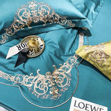 New Gleaming Embroidery with Tale Sateen Duvet Set - The Linen House