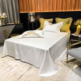 New Gleaming Embroidery with White Sateen Duvet Set - The Linen House
