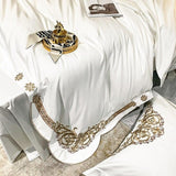 New Gleaming Embroidery with White Sateen Duvet Set - The Linen House