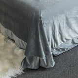 New Luxury Silvery Grey with Skin Embroidered Velvet Duvet set - The Linen House