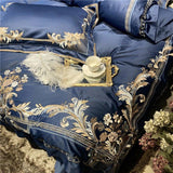 New Royal Blue Exquisite Embroidery Duvet Set - The Linen House