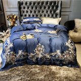 New Royal Blue Exquisite Embroidery Duvet Set - The Linen House