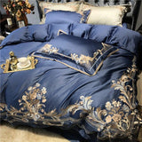 New Royal Blue Exquisite Embroidery Duvet Set - The Linen House