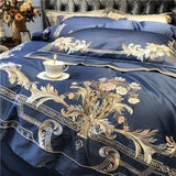 New Royal Blue Exquisite Embroidery Duvet Set - The Linen House