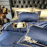 New Royal Blue Exquisite Embroidery Duvet Set - The Linen House