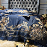 New Royal Blue Exquisite Embroidery Duvet Set - The Linen House
