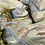 New Royal Pistachio Exquisite Embroidery Duvet Set - The Linen House