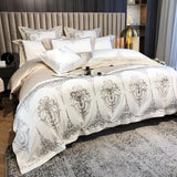 New Royal White Embroidery Duvet Set – Elegant & Luxurious Bedding - The Linen House