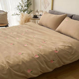 Peach Embroidered Duvet Cover Set - The Linen House