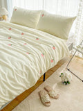 Peach Embroidered Duvet Cover Set - The Linen House
