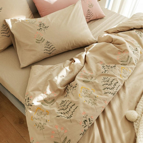 Plants Embroidery Duvet Set - The Linen House