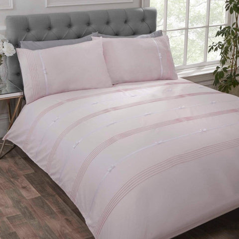 Pleats with Ribbon Bow Duvet Set - The Linen House