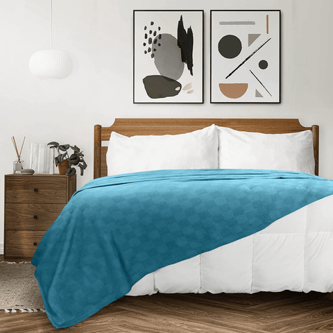 Premium Bedding Cotton Blanket (Teal) - The Linen House