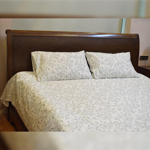 Printed Bedsheet(leaves) - The Linen House