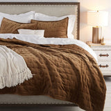Quilted Velvet Bedspread (Brown) Velvet Bedspread TLH Bedding 
