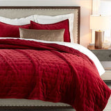 Quilted Velvet Bedspread (Red) Velvet Bedspread TLH Bedding 