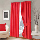 Plain Dyed Eyelet Curtains with linning (Red)