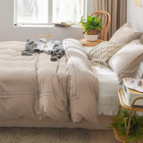 Ruched Lace Duvet Cover Set - The Linen House
